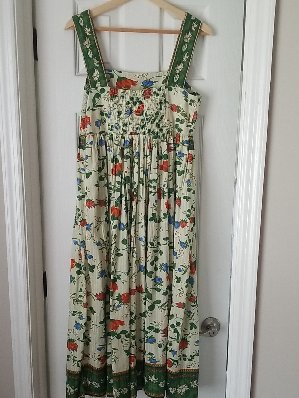 NEW! Caroline Constas 💚Green Floral Midi Dress with Green Boarder - Picture 5 of 10